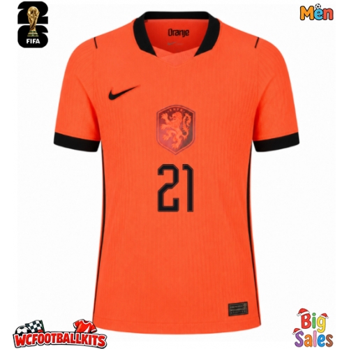 Netherlands Frenkie de Jong #21 Replica Home Stadium Shirt World Cup 2026 Short Sleeve